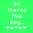 Green background with white pixelated text reading "So Theres This Boy..." and five asterisks below, where the third asterisk is light green.
