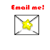 Animated contact sheet showing three sequential frames of a yellow star inside an envelope with colorful dots and motion lines, above red 'Email me!' text on gray background.