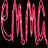 A contact sheet of two animated frames showing stylized text 'EMMA' in red and white on a black background, with visible pixelation and dithering effects.