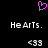A static pixel art image with a pink heart symbol above text reading "HeArTs." and emoticons <33 on black background.