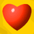 A static 50x50 pixel buddy icon featuring a red heart shape with a white highlight on a yellow background, rendered in low-resolution pixel art style.