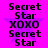 A static image with a bright pink background featuring repeated text and purple star shapes.