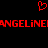 Red pixelated text and heart symbol on black background, with repeated 'ANGELINE' text in a continuous loop.