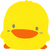 Two yellow duckling figures with orange beaks and feet, one smiling with open eyes, the other winking with closed eye.