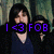Pixelated image of two people with purple text overlay reading 'I <3 FOB' against a blurred background.
