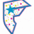 A pixelated shield-shaped icon with a blue border, white interior filled with yellow and pink squares, and a large blue star in the center.