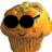 Pixelated character with brown hair and black sunglasses smiling, next to bright pink and green text on dark background.