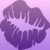 Pixelated purple lips forming a closed mouth shape with white star-like highlights on the lower lip against a light purple background.