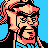 Pixelated 48x48 static icon of a character with long dark hair, glasses, and a blue top against a solid light blue background.