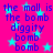 A static digital image with bright pink background, cyan stars, and blue text repeating 'the mall is the bomb diggity' in multiple lines.