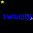 Blue text reading TWILIGHT repeated four times across a black background with yellow and brown stars scattered throughout.