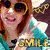 A pixelated image shows a person with red hair wearing sunglasses and a teal top, with text overlays reading 'Smile Hayle!' and 'SMILE' on a checkered background.