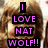 A pixelated image of a person with brown hair and bangs, featuring bold pink text reading "I LOVE NAT WOLF!!" on the left side.