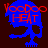 Blue pixelated figure with red text 'Voodoo Heat' on dark background, showing animation changes across frames.