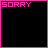 nine black squares with pink borders, each containing pixelated text in varying states of completion and color