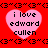 Red background with repeating black 'G' patterns and four pink hearts containing text.
