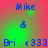 Pixelated text displays 'Mike', '&', 'Bri', and '333' on a red-green gradient background with green light effects.