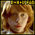 Three pixelated character portraits with yellow text above each, set against a
