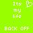Green background with white pixelated text and a heart symbol, showing two identical static frames side-by-side.