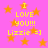 Yellow text on pink background with orange stars, displaying "I LOVE YOU!!! Lizzie =]" in pixelated font.