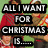 A pixelated image of four people in holiday sweaters with overlaid text reading "ALL I WANT FOR CHRISTMAS IS... THE JONAS BROTHERS" against a green background.