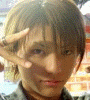 Animated sequence showing a person with light brown hair making a hand gesture, transitioning through various facial expressions and poses with blue and orange text overlays.