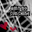 A repeating pattern of 'AIN'T NO SUNSHINE' text with red heart symbols over a black and white striped background, animated to cycle through color variations.