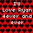 Red background with black heart pattern and repeated white text reading "I'll Love Ryan 4ever and ever" in pixelated font.