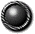 Two circular pixelated icons side-by-side, one dark gray with a light gray highlight, the other bright green with a white highlight, both with black and white pixelated borders.