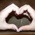 A static pixelated image shows a heart-shaped object with a dark brown top section and a gray lower section, set against a light background with a brown border.