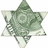 A pixelated star-shaped icon with dollar bill patterns on a white background, surrounded by cyan text reading "I'm So Cute. I Must Be... Jewish".