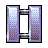 Pixelated letter H with gradient purple and white tones, black outline, and gray background.