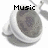 A static image of a white cup with gray interior, displaying text fragments 'Music', 'Heals', 'The', and 'Soul' in black pixelated font across four
