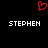 Red pixelated heart symbol above two identical white text labels on black background.