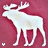 Four white moose silhouettes on red and gray backgrounds with small downward-pointing arrows beneath each.