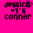 Pixelated text on bright pink background shows 'jessica' with a heart replacing the 'i', '3'6' below, and 'conner' at bottom; right version has different letter shapes.