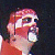 Two side-by-side pixelated figures with exaggerated facial expressions against a dark background, one in red tones and the other in blue tones.