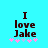 Pixelated text "I love Jake" on cyan background with pink and light blue stars below, two variations differ in star arrangement.