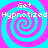 Four identical spiral patterns in cyan and magenta with white text reading "Get Hypnotized" overlaid on each spiral.