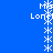 Blue background with vertical white pixelated text and star-like symbols arranged in two
