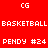 Pixelated text displays 'CG', 'BASKETBALL', and 'PENDY #24' across red and black backgrounds with white lettering.