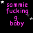 Black background with pink text reading "sammie fucking g. baby" and scattered white stars, some of which move position across frames.