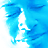A pixelated blue and white abstract shape with no discernible human features or text elements visible.