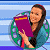 A pixelated animated contact sheet showing a woman reading a book on the left and green text 'Original Icons .com' on the right against a striped background.