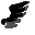 Four pixelated black and gray shapes on a light gray background, each with distinct forms resembling abstract or stylized objects.