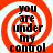Four identical display a red and white spiral background with black text reading "you are under my control" in a pixelated font