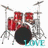 Animated contact sheet of four drum kit frames with "LOVE" text in varying colors beneath each frame.