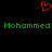 Red pixelated heart symbol above green text reading 'Mohammed Mohammed' on black background.
