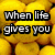 Yellow lemons fill the background; black text with white outline displays phrases across three