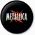 A circular black icon with a metallic 'METALLICA' text logo crossed by red streaks, transitioning to a rectangular version of the same design on a dark background.